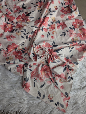 Coral Large Floral|Double Brushed Poly|By the Half Yard