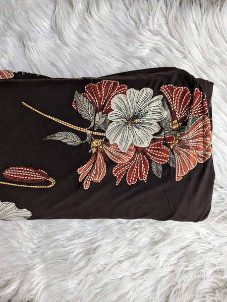 Salmon & Red Poppies on Chocolate DTY | By the Half Yard