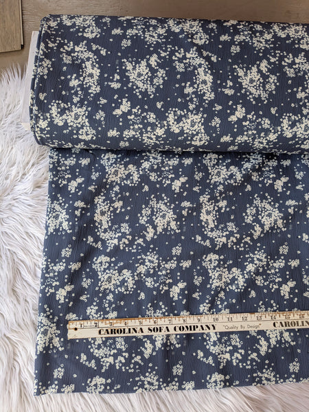 Petite Bunches on Dusty Navy| Pine Skin Polyester| By the Half Yard