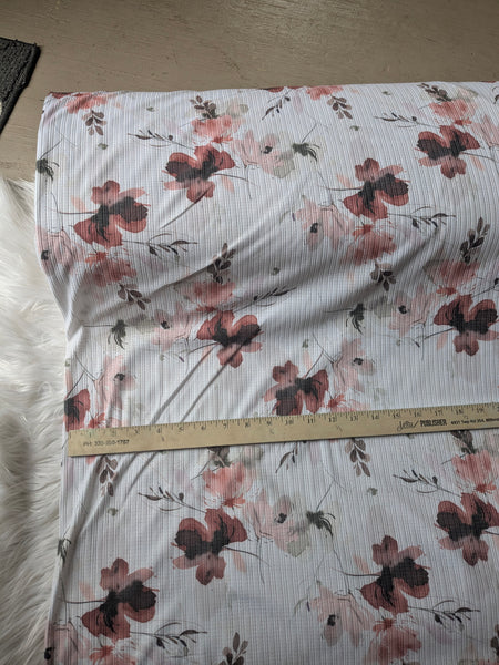 Watercolor Bouquet| Pointelle Rib Knit|By the Half Yard