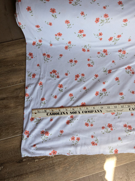 Salmon Mini Floral| Yummy Rib Knit|By the Half Yard