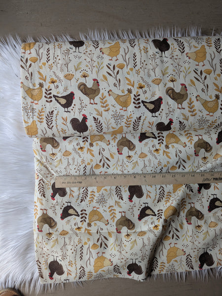 Cottage Chickens|Linen Cotton| By the Half Yard