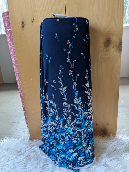 Blue & Turquoise Border on Navy DTY | By the Half Yard