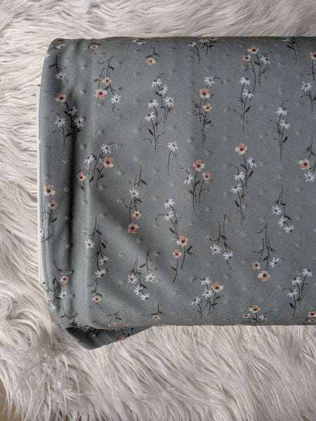 Wildflowers on Seafoam  | Swiss Dot Poly Knit |By the Half Yard