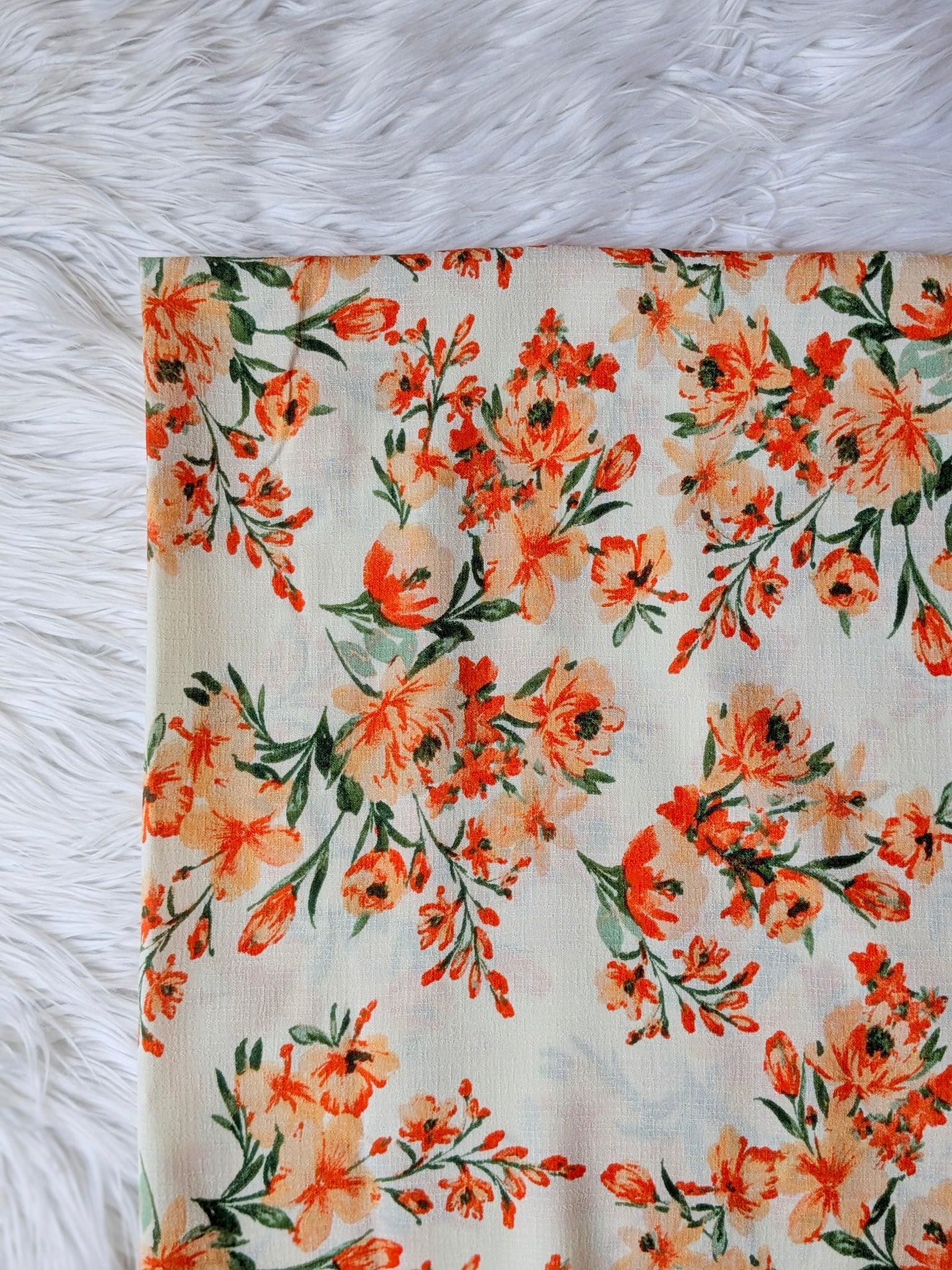 Mint or Coral Bouquet| Linen Dream Poly  |Polyester Air Flow| By the Half Yard