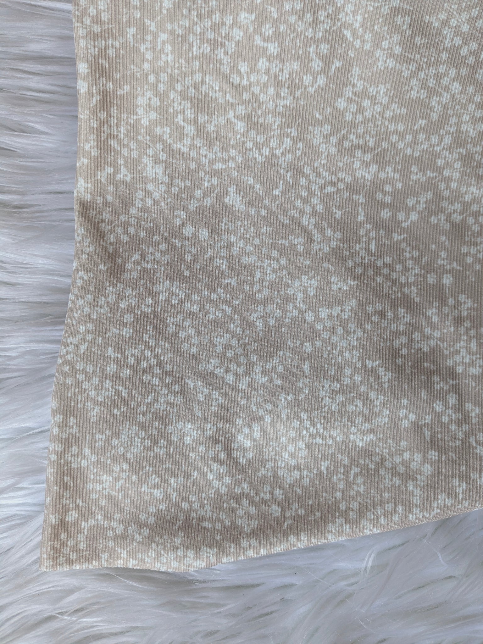 Gracie Floral in Mushroom| Unbrushed Mini Rib Knit|By the Half Yard