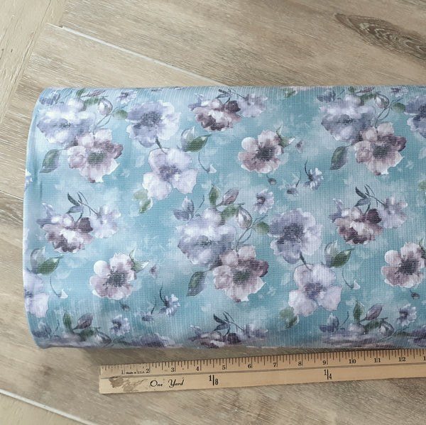Periwinkle & Lilac Medium Floral | Polyester Blend | By the Half Yard