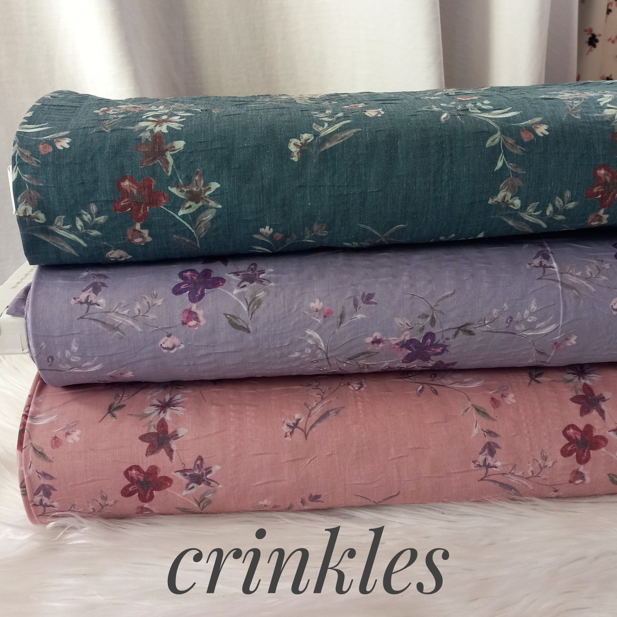 Floral Poly Cotton Crinkle | By the Half Yard