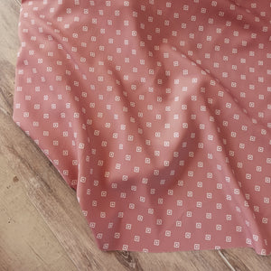 Squares on Salmon |Georgette Crepe Poly| By the Half Yard