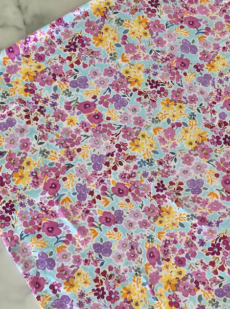 Purple & Yellow Spring Floral|Double Brushed Poly|By the Half Yard